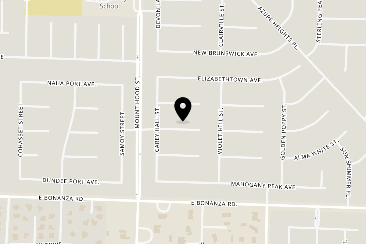 Map showing the location of The Beykery on 6350 Varna Ave in Las Vegas
